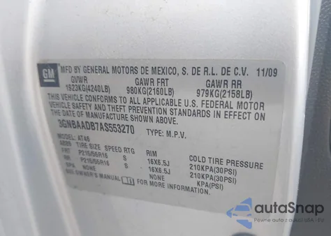 2010 Chevrolet Hhr Ls из США, поврежденный, VIN 3GNBAADB7AS553270